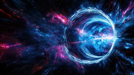 A blue and red galaxy with a large hole in the middle