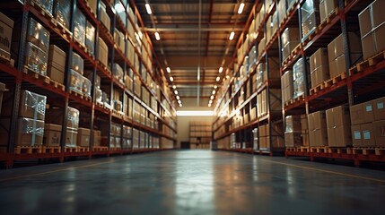 Warehouse interior background  A brand new industrial shed Store factory Industry warehouse space...