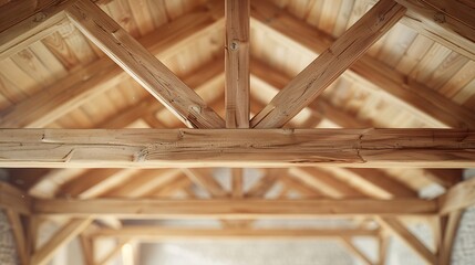 New wooden truss structure called palladian truss with beams and wooden roof : Generative AI