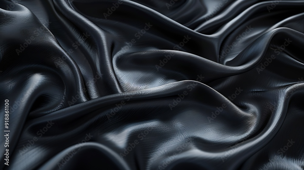 Fototapete black gray satin dark fabric texture luxurious shiny that is abstract silk cloth panorama background