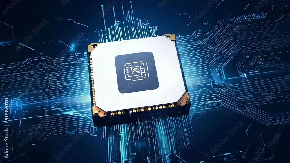 Poster exploring innovative features and designs in modern microprocessors that enhance computing power and