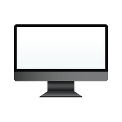 A minimalistic flat-screen monitor with a blank white display. Vector