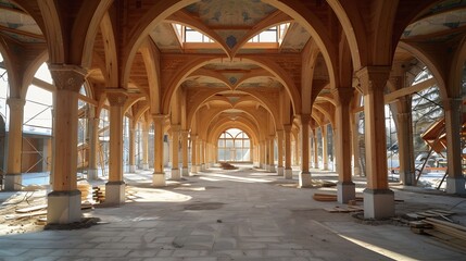 Obraz premium Construction of a mosque during the winter Create a space for worship and social gathering Use of lower construction costs during the offseason Proper planning and preparation : Generative AI