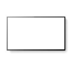 A slim, modern rectangular monitor with a black frame and shadow. Vector illustration