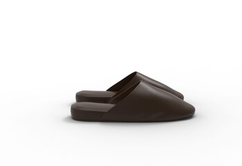 leather sandal side view with shadow 3d render