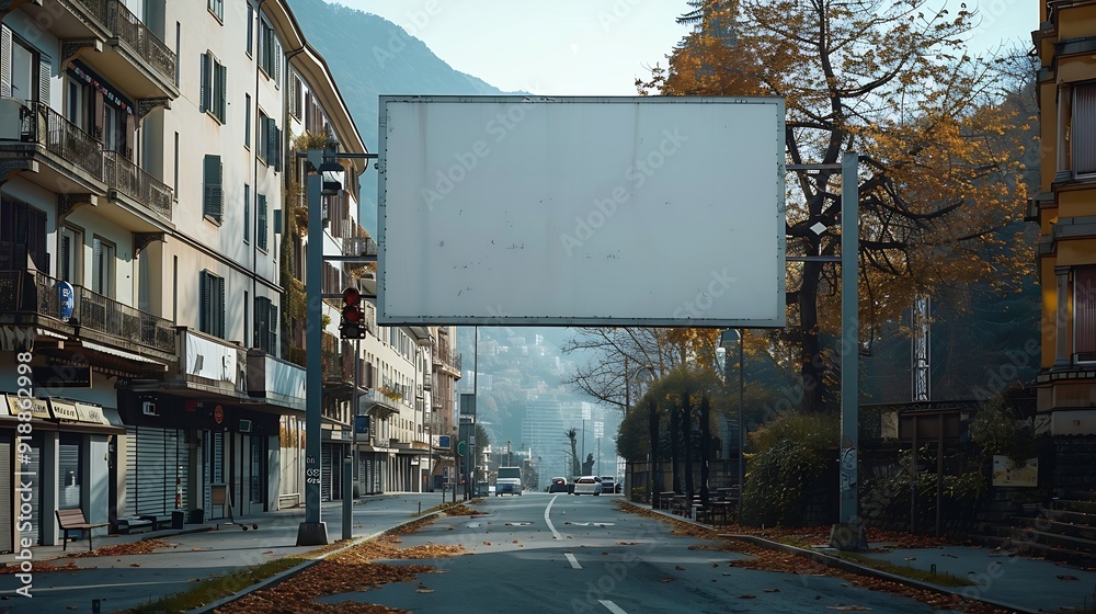 Poster blank billboard on the side of the road in lugano : generative ai