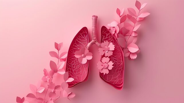 World tuberculosis day Lungs paper cutting symbol on pink background copy space concept of world TB day banner background respiratory diseases lung cancer awareness Paper Art 24 March : Generative AI - Powered by Adobe