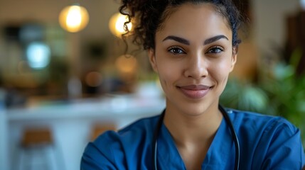 Fototapeta premium Grinning healthcare worker in portrait : Generative AI