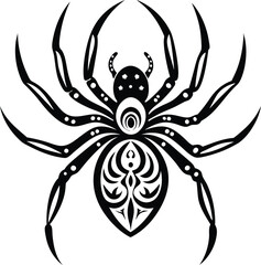 spider silhouette illustration black and white