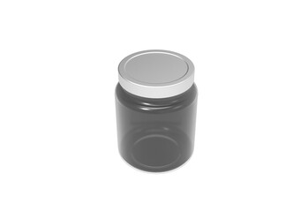 plastic jar top view without shadow 3d render