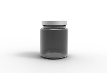 plastic jar front view with shadow 3d render