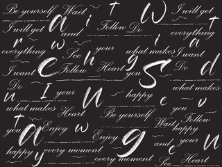 Seamless abstract french text pattern. Vector wallpaper with old pen writing. Illegible ink-written poetry. seamless pattern with hand written lettering illustration