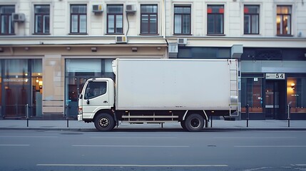 Background of white delivery truck : Generative AI