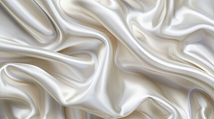 Fototapeta premium Abstract white silk fabric texture background. Creases of satin 