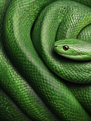 Fototapeta premium Close up to green snake. Reptile skin texture