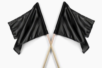 Two black flags crossed on white