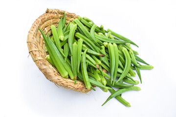 lady finger in the market. Stock of ladies finger. Okra vegetable. Green vegetable. Many lady fingers. Bulk of Lady fingers.