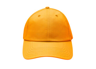 Front view of orange baseball caps mockup on white background, with space for your logo or design. Mock-up for branding.