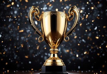 Modern trophy design on a black background, showcasing a sleek and stylish award with a contemporary aesthetic