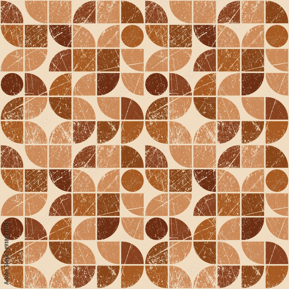 Leinwandbilder coffee mosaic. abstract shabby grunge pattern of geometric elements. seamless coffee pattern from mo