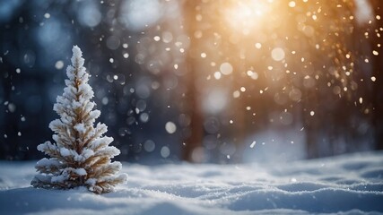 Naklejka premium Christmas winter background with snow and blurred bokeh,Merry christmas and happy new year greeting card with copy-space