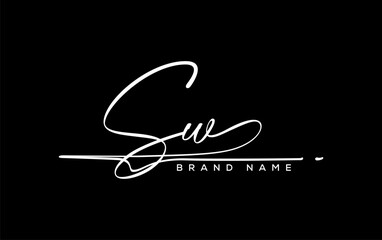 SW letter beauty handwriting vector logo.