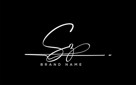 SZ letter beauty handwriting vector logo.