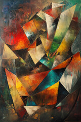 Abstract Geometric Painting with Vibrant Colors