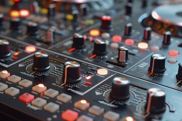 A close up of a DJ controller