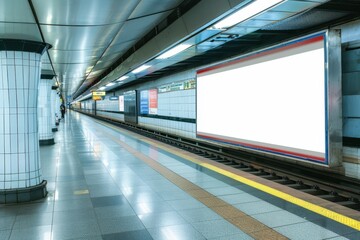 Advertising mockup concept on subway billboard