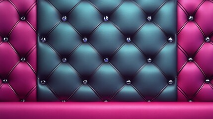 Luxurious Cyan Leather Background with Diamond Pattern and Horizontal Banner for Text - Vector Presentation Design Template