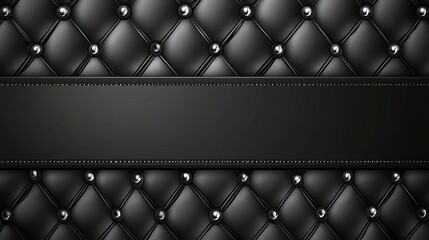 Opulent Black Leather Background with Diamond Pattern and Horizontal Text Banner - Vector Design Template for Luxury Presentations