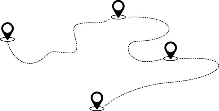 Vektor Reise Planung mit Stops - Locations und Sehensw&uuml;rdigkeiten - Navigation Grafik Elemente
