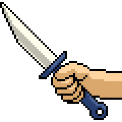 Fototapeta premium pixel art of hand hold dagger