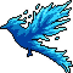 pixel art of fantasy blue phoenix © Saphatthachat