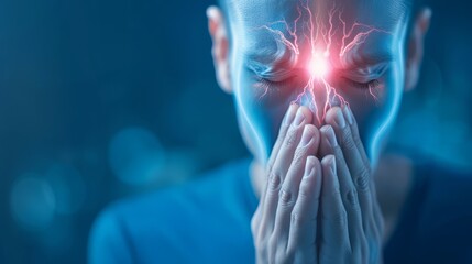 Man Suffering from Intense Migraine Pain