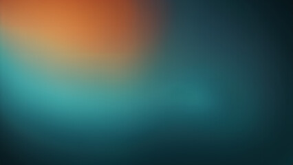 Fototapeta premium Blurred Dark Gradient Teal and Orange Grainy Background with Noise Texture for Header