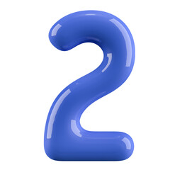 Blue 3D Number 2