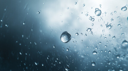 Raindrops on Window with Blurred City Lights Background