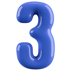 Blue 3D Number 3