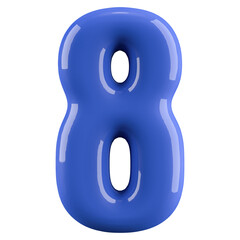 Blue 3D Number 8