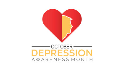 Depression Awareness Month is observed every year on October.Holiday concept background, placard, banner design template Vector illustration background design.