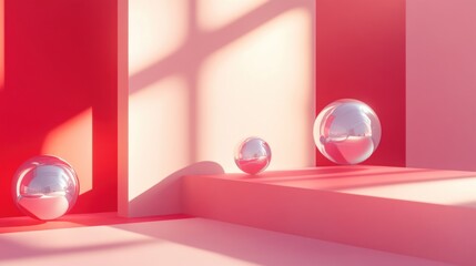 Shiny Spheres on a Pastel Platform