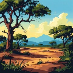the AI Image Generator, vector illustration of the sunset in tree