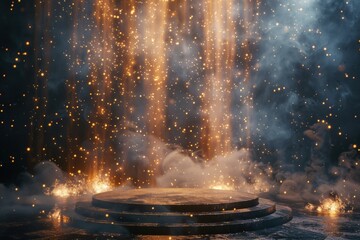 Obraz premium Enchanted Podium in a Realm of Stardust