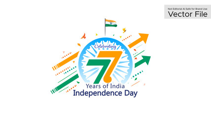 Celebration of 77 Years India Independence day. Indian growth and development concept.