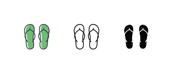 Flip Flops Icons set thin line and glyph vector icon illustration
