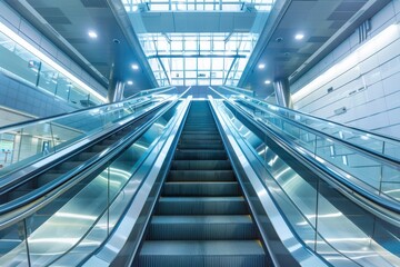 Mechanical escalator in a modern transportation hub