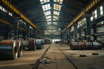 Metal coils in a factory