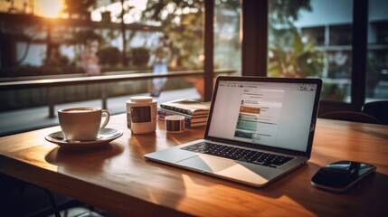 An organized desk in a contemporary office environment,